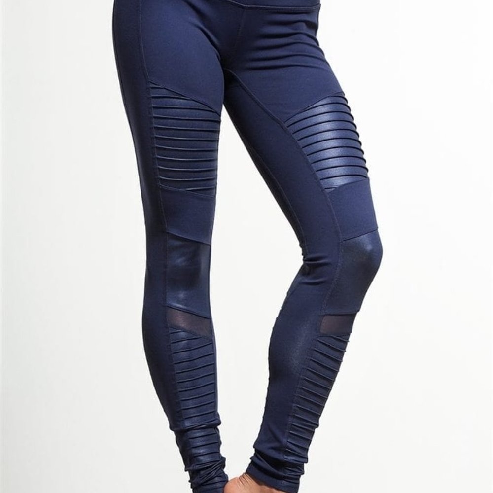 Alo Moto Leggings Navy Blue Women's Size Small